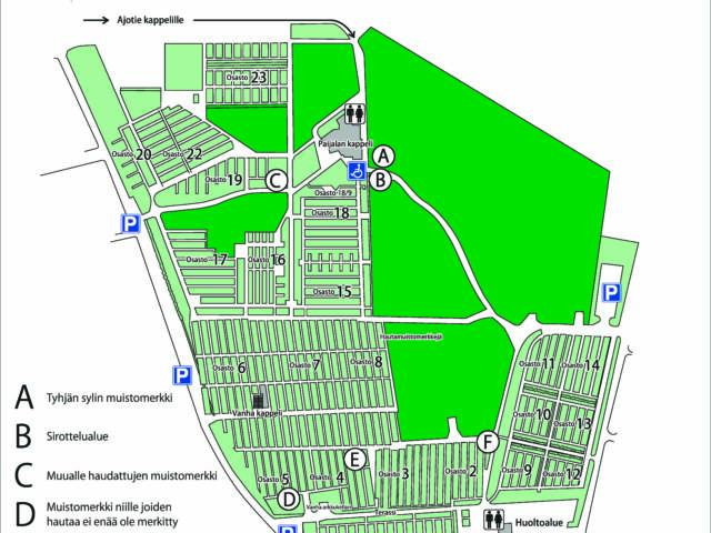 Paijalan hautausmaan opaskartta