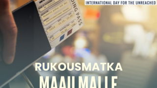 IDU 2026 rukouspäivän mainos, jossa käsi pitää matkalippua. Kuvassa lukee International day for the unreached ja 10.10.klo 10-16